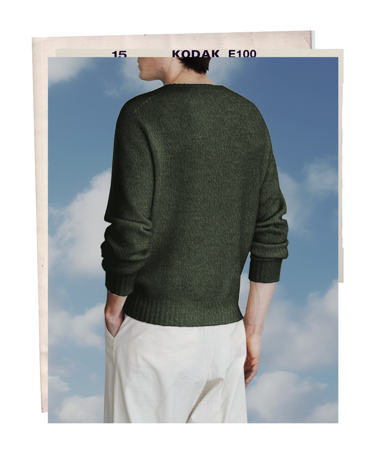 The "MAX" Crew Neck Sweater - Army Green Mélange (Men's)