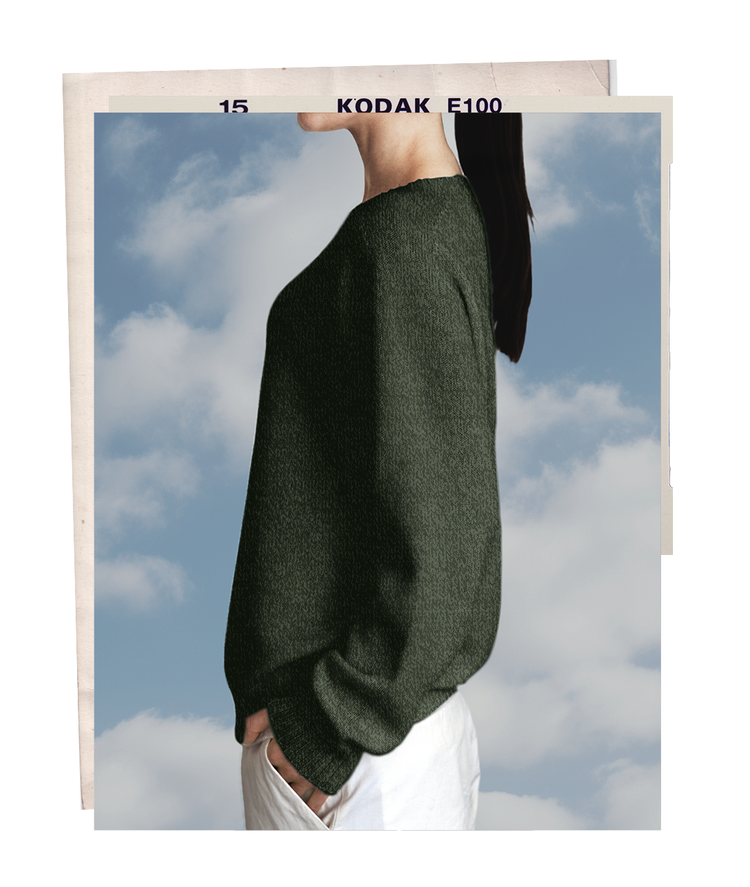 The "MAX" Crew Neck Sweater - Army Green Mélange (Women's)