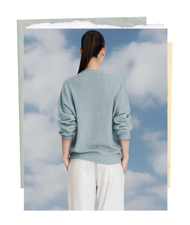 The "MAX" Crew Neck Sweater - Baby Blue Mélange (Women's)