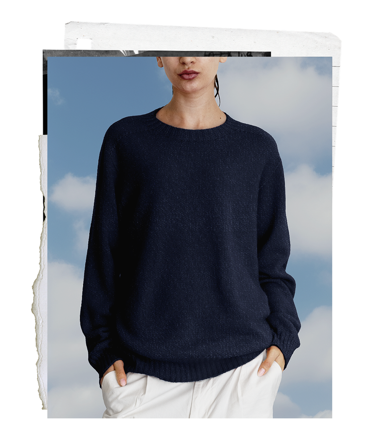 The "MAX" Crew Neck Sweater - Navy (Women's)