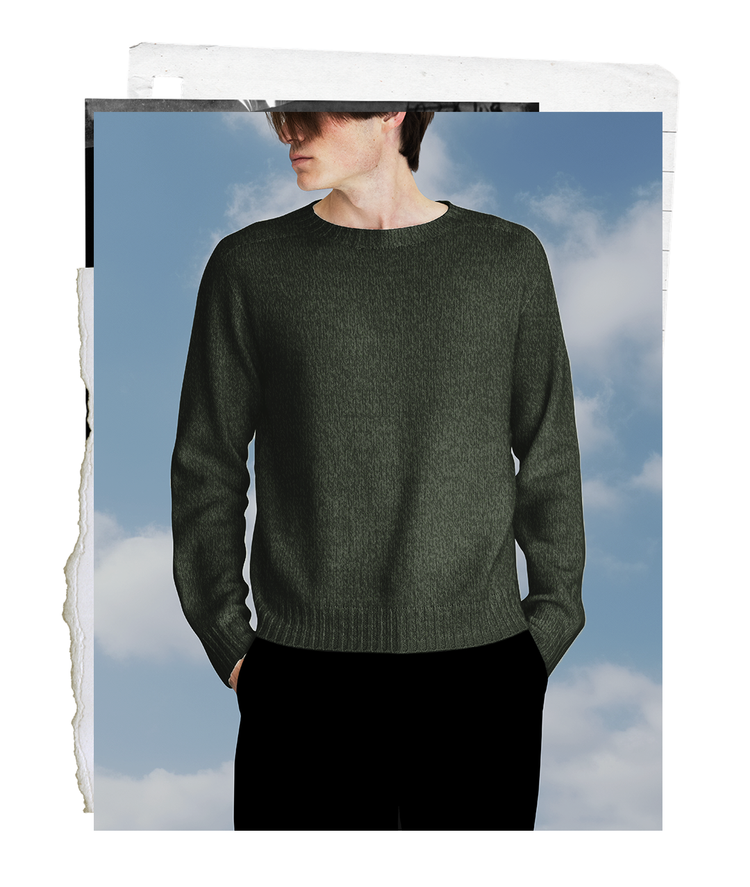 The "MAX" Crew Neck Sweater - Army Green Mélange (Men's)