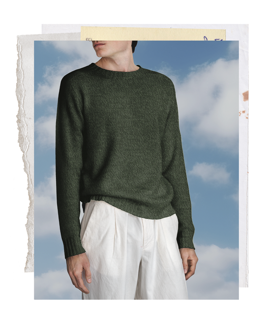 The "MAX" Crew Neck Sweater - Army Green Mélange (Men's)