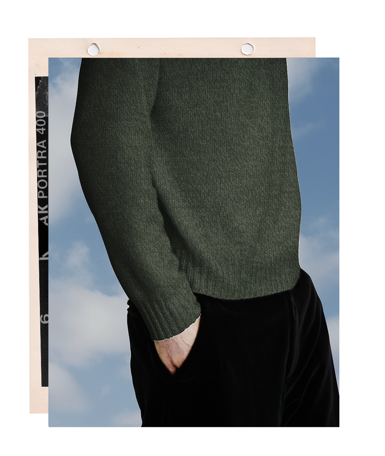 The "MAX" Crew Neck Sweater - Army Green Mélange (Men's)