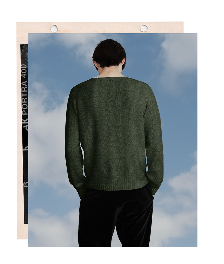The "MAX" Crew Neck Sweater - Army Green Mélange (Men's)