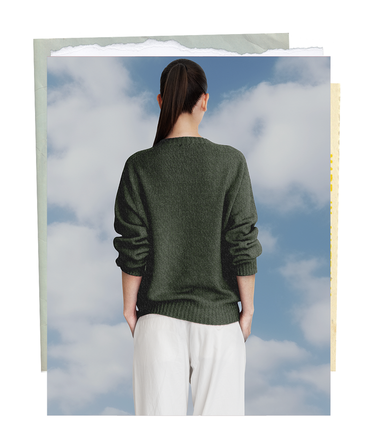 The "MAX" Crew Neck Sweater - Army Green Mélange (Women's)
