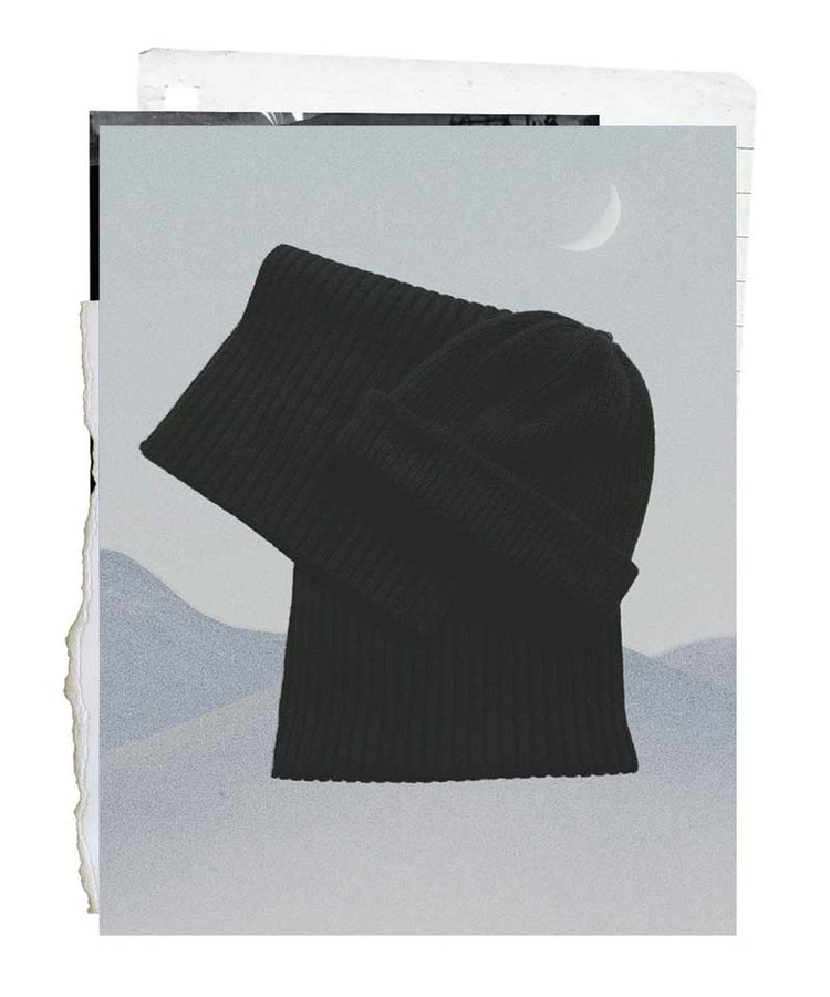 The "Cloud" Scarf & Beanie Bundle - Black